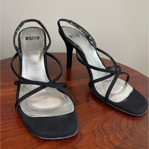 Stuart Weitzman Black Quadro Strappy Heels with Box in Size 8.5M